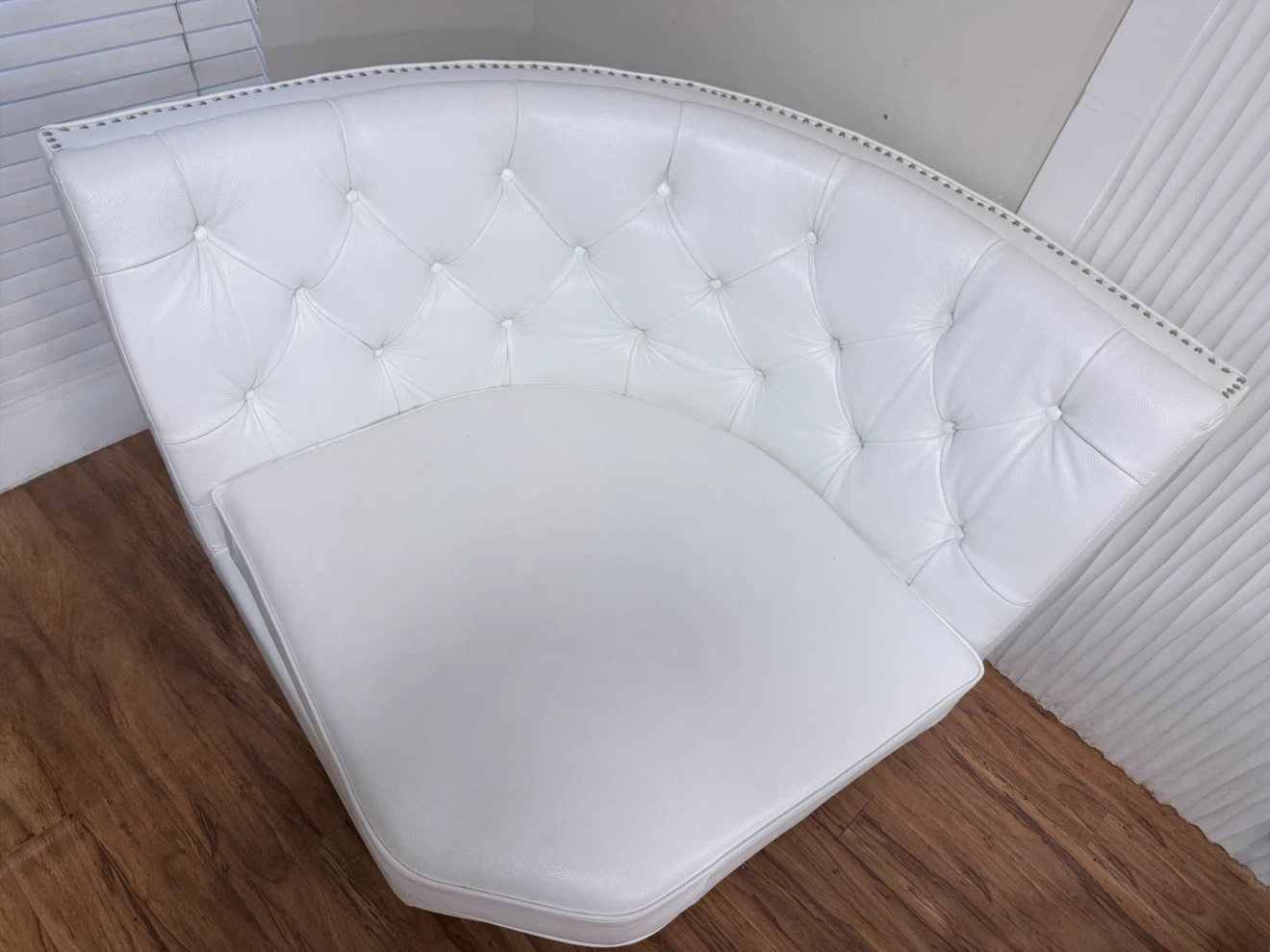 White Faux Leather Sectional Sofa - photo 4