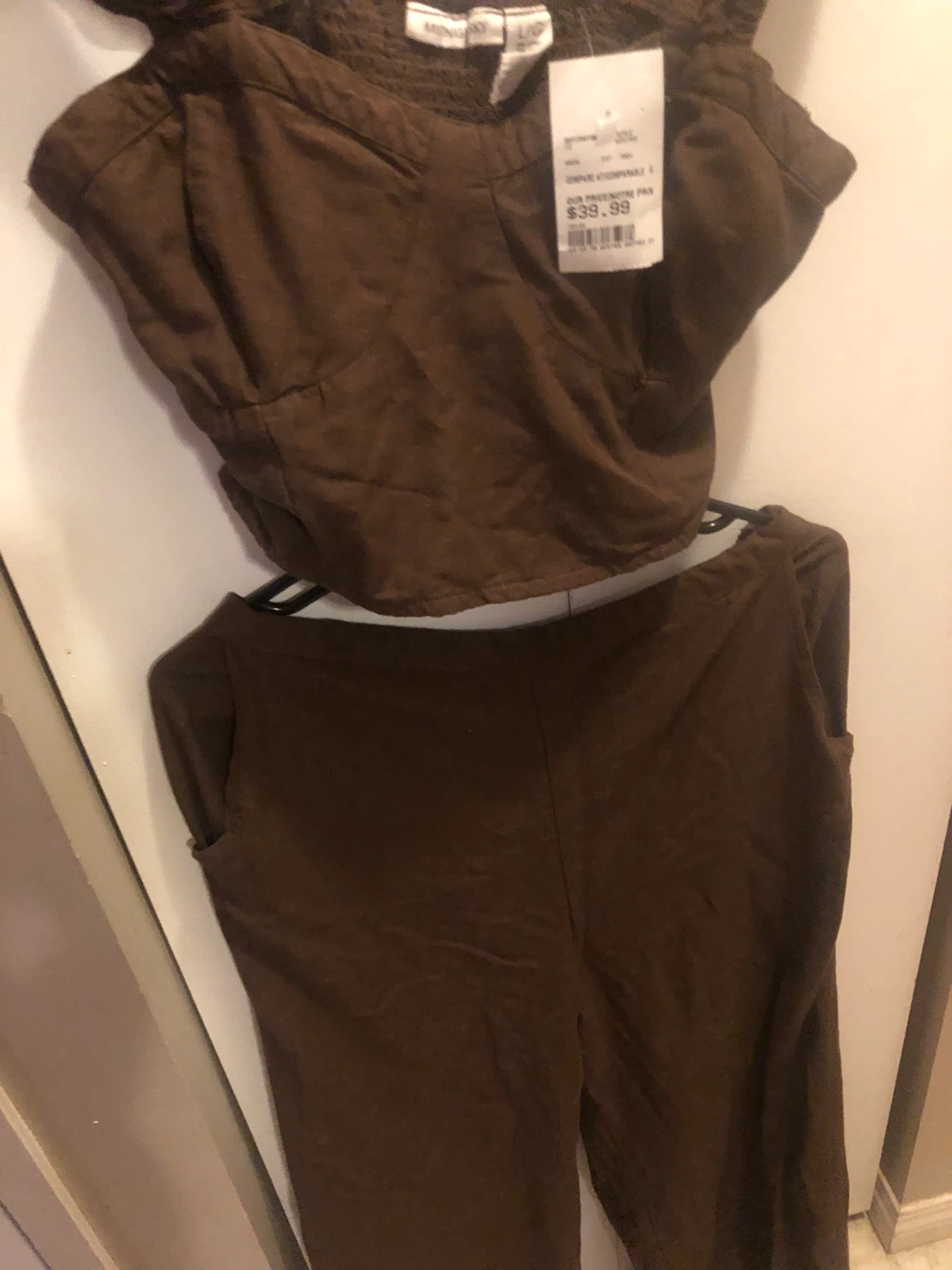 NEW Brown Linen Blend Top & Pants Set - photo 5