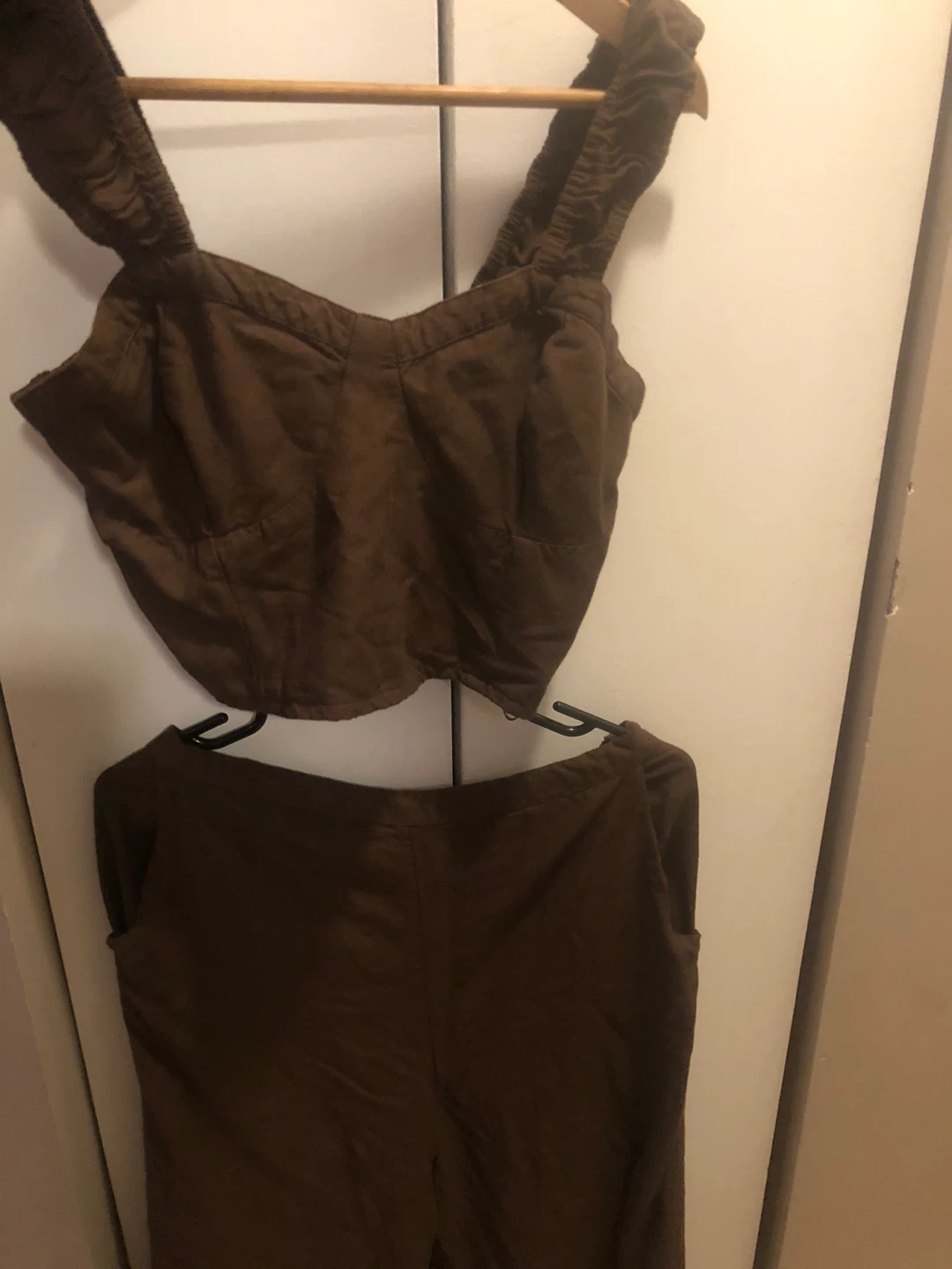 NEW Brown Linen Blend Top & Pants Set
