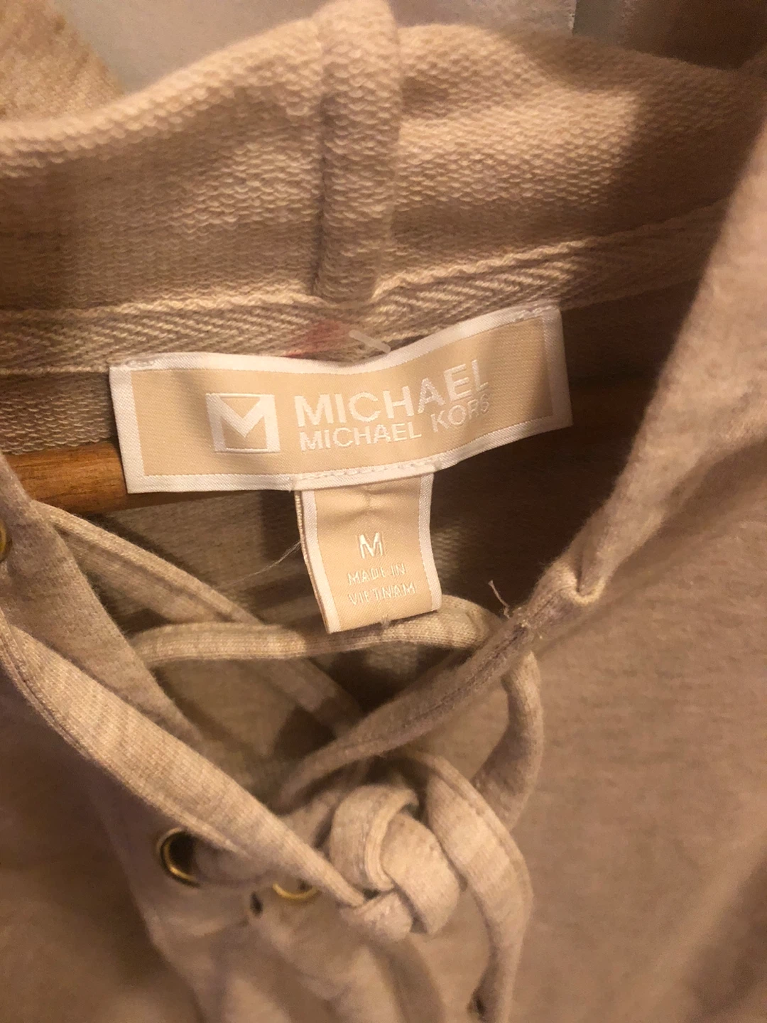 NEW Michael Kors Cream Lace-Up Hoodie - Size M - photo 2