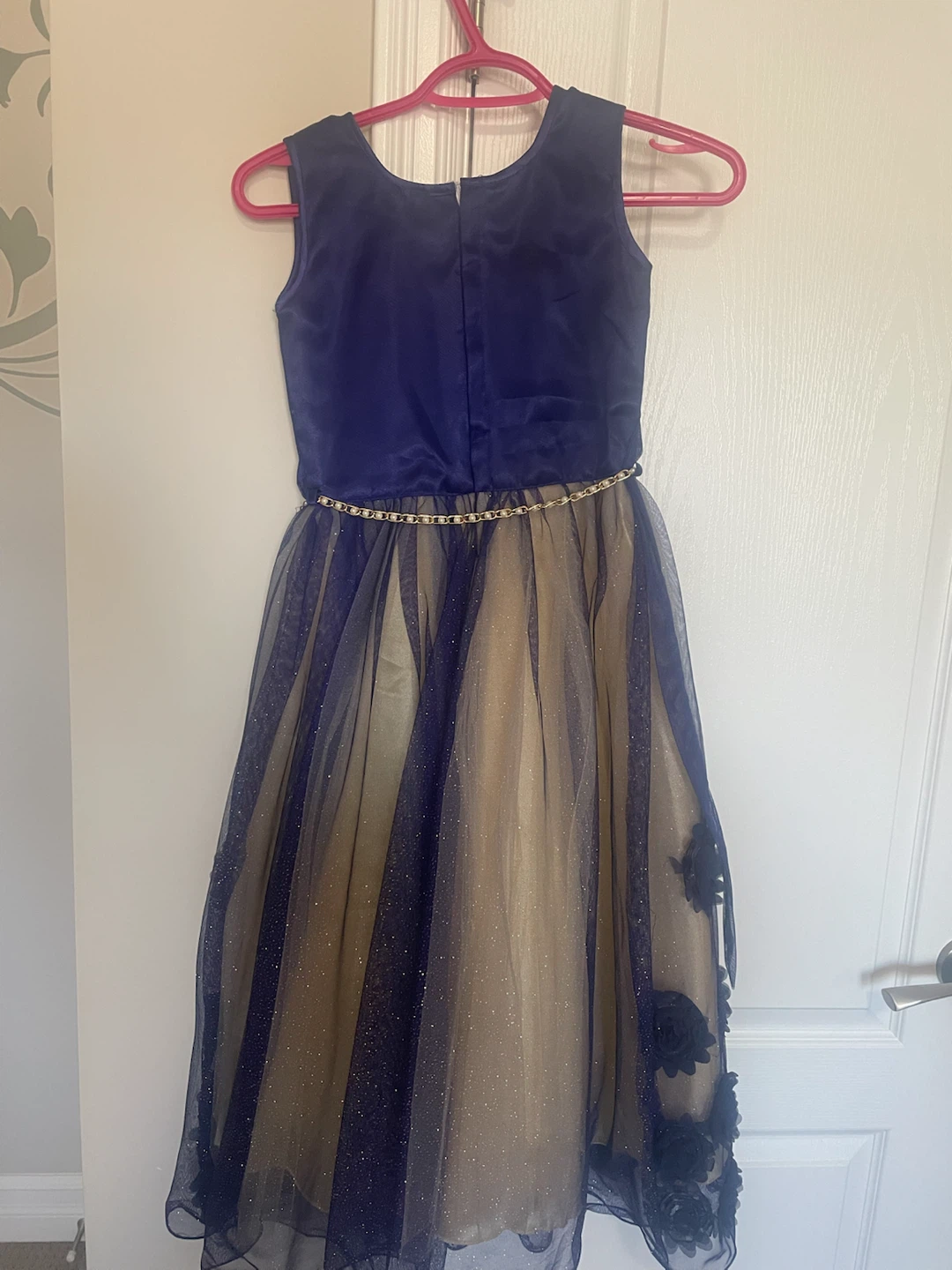 Girls Navy Blue Sequin Tulle Dress - photo 2