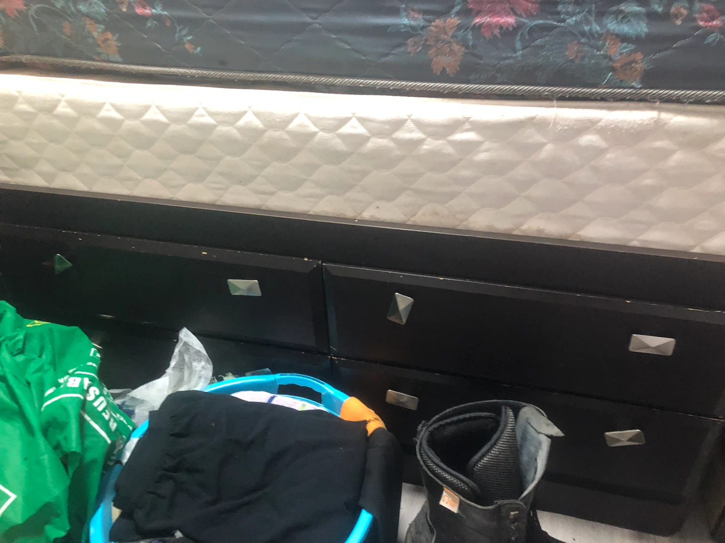 Black captains queen size bed frame (price is negotiable) - photo 2
