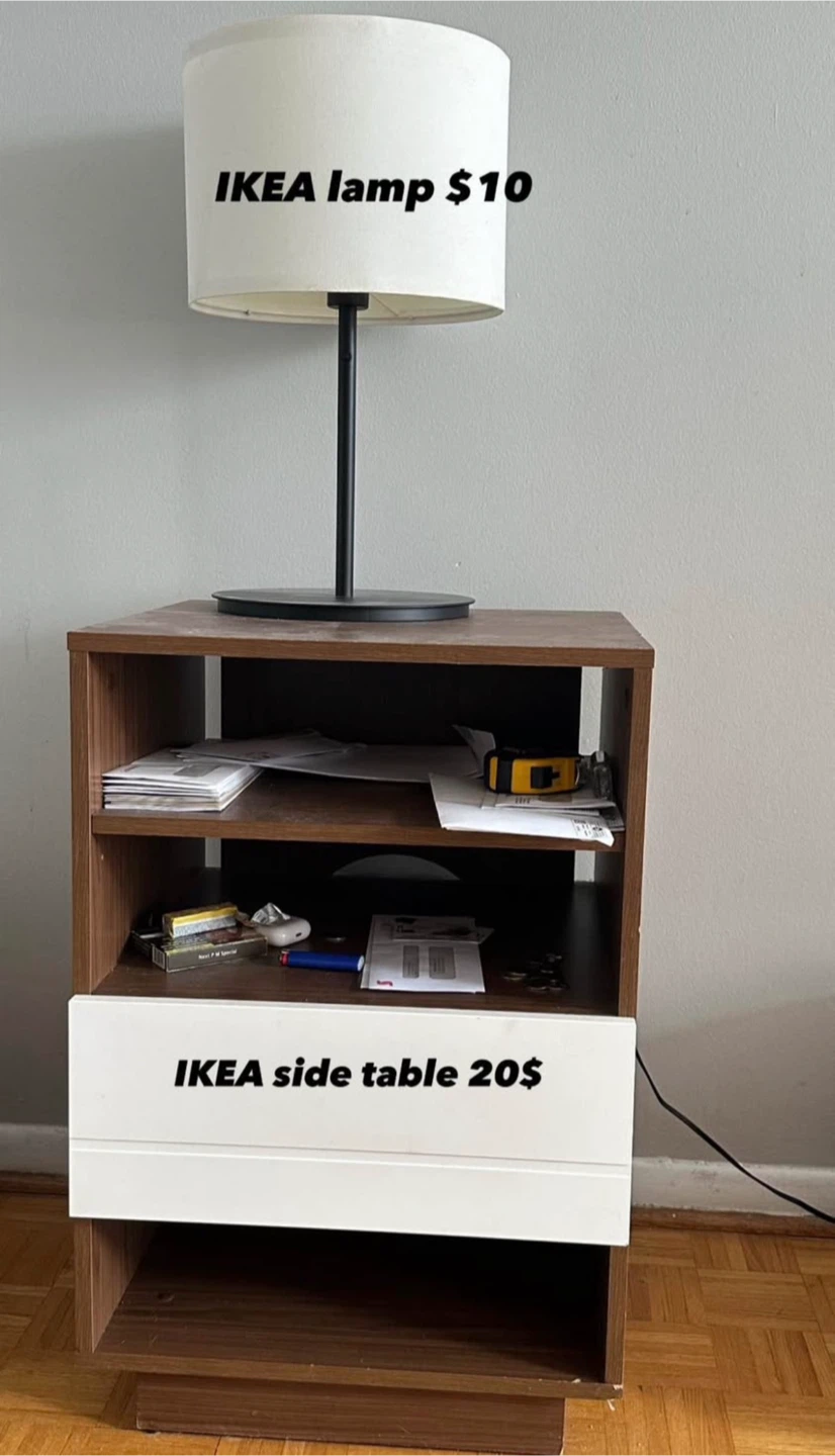 IKEA side table and lamp