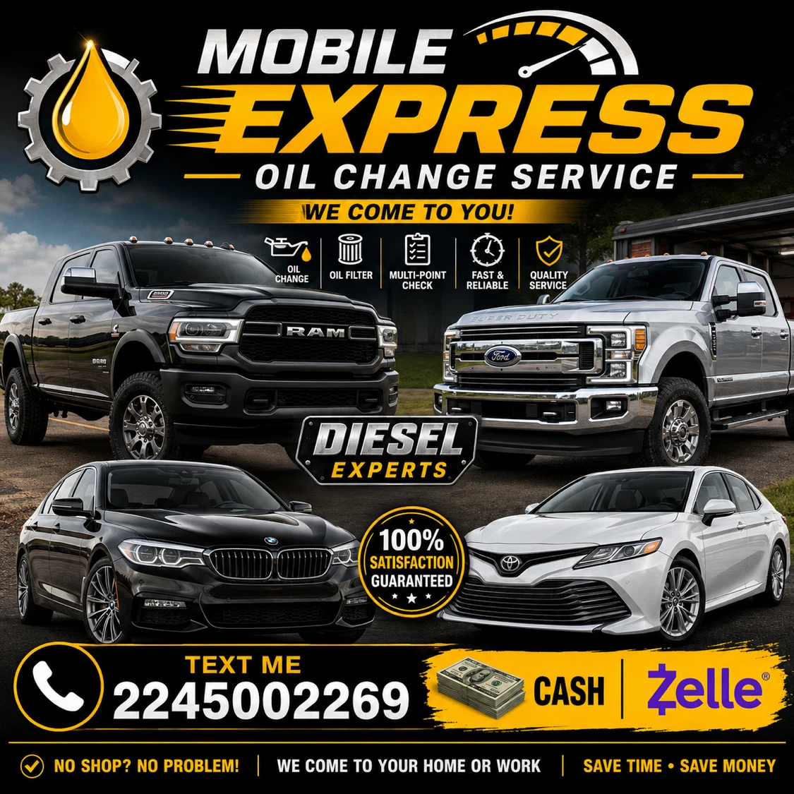 Mobile Express Oil Change Service - We Come to You!