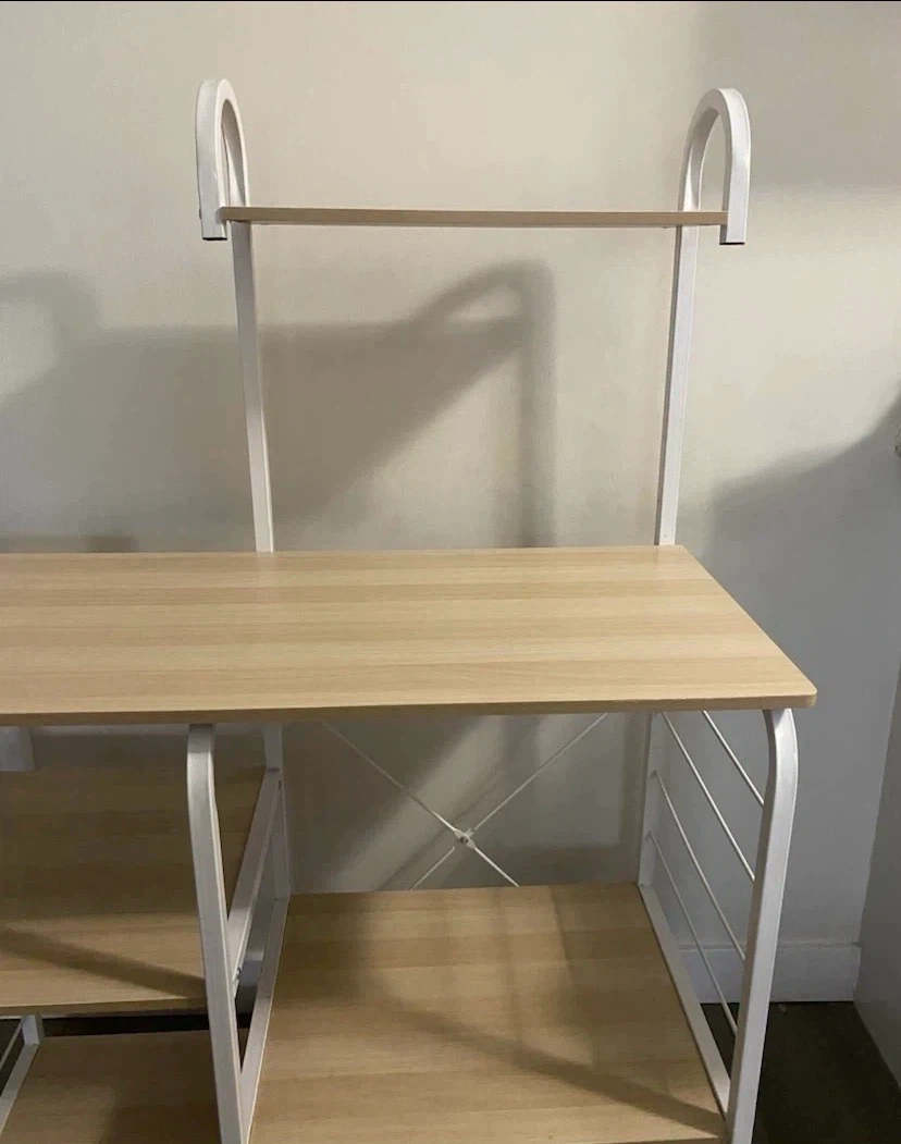 Strong Sturdy White Metal and Wood Storage Shelf - photo 3
