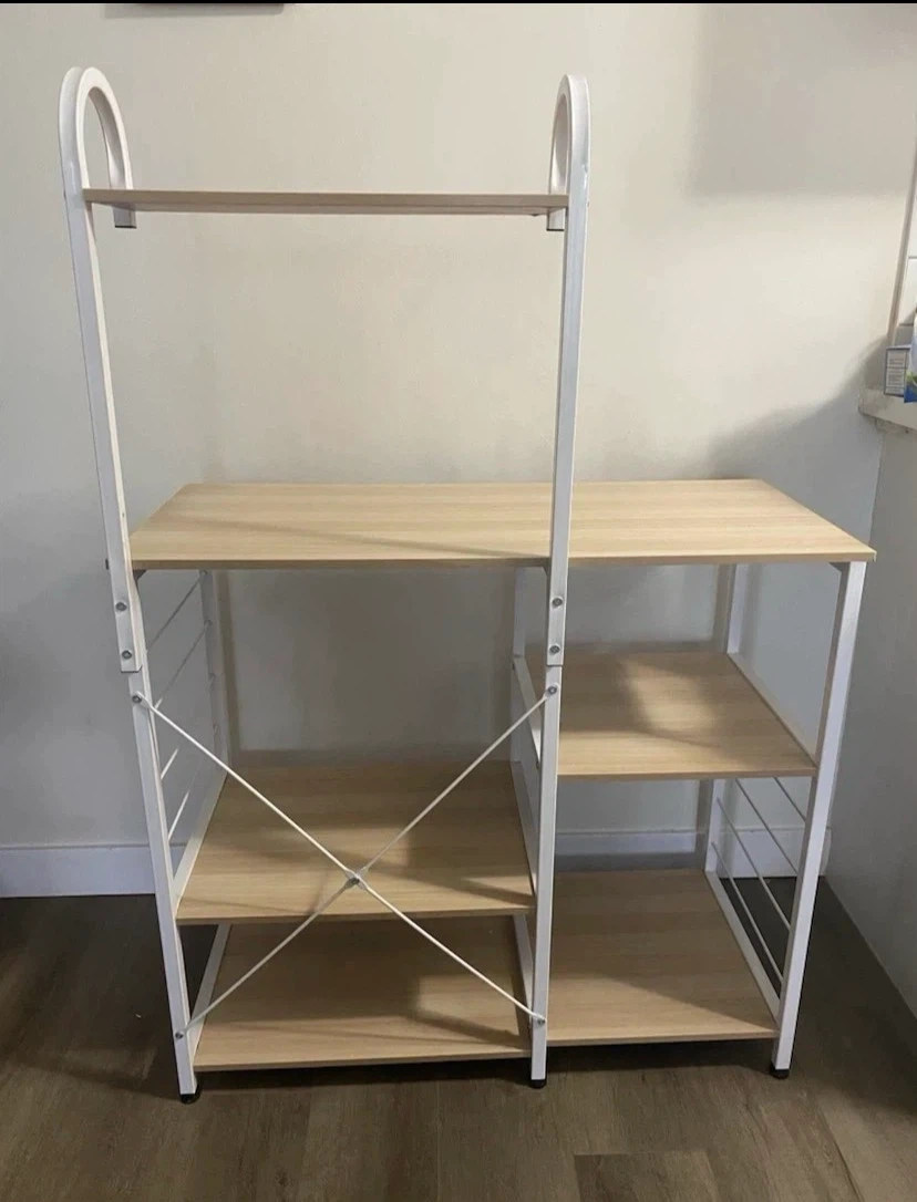 Strong Sturdy White Metal and Wood Storage Shelf - photo 4