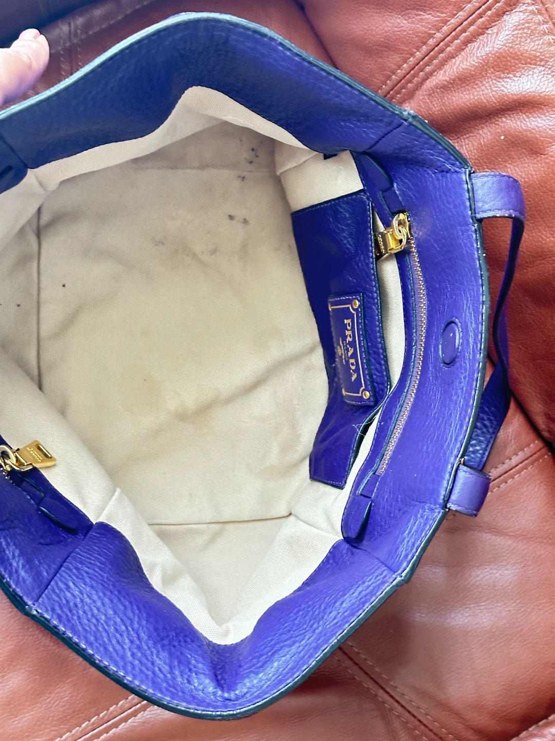 Purple Leather Prada Tote Bag - photo 3