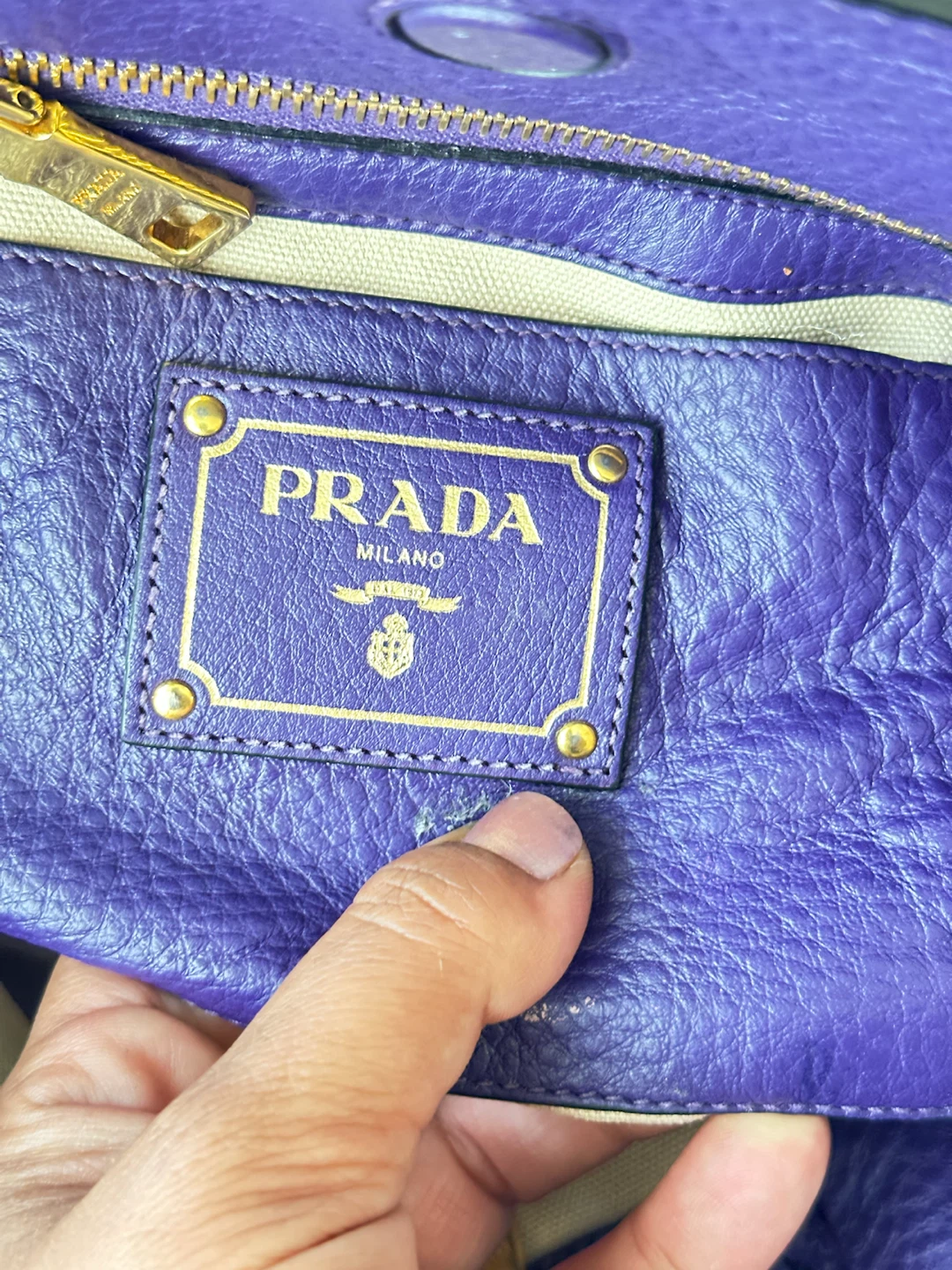Purple Leather Prada Tote Bag - photo 4