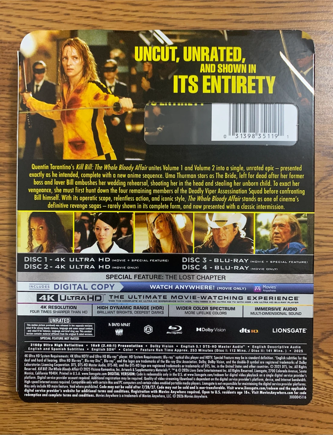 Kill Bill… (Unrated) [4-Disc Set] 4K UHD Blu-ray Combo Pack - photo 2
