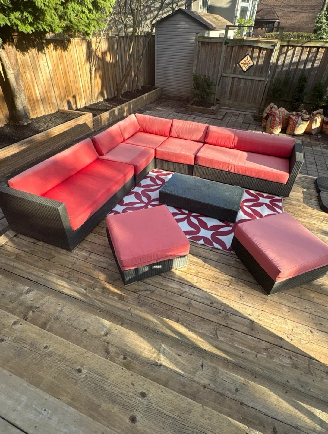 Outdoor Wicker Sectional Sofa Set with Coffee Table