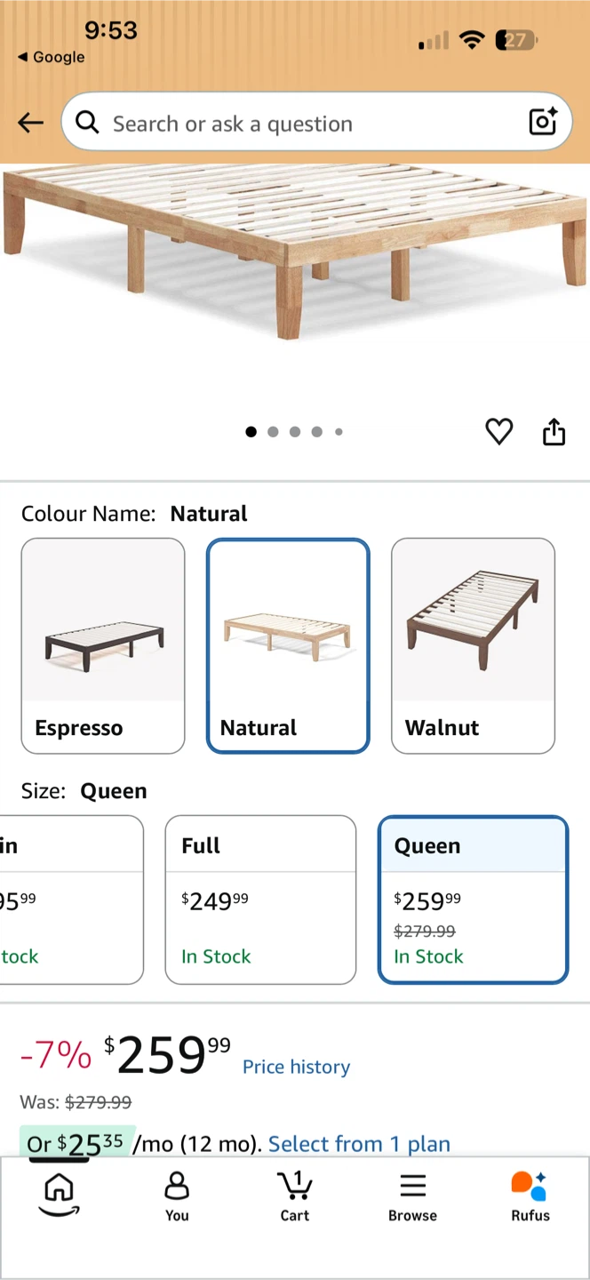 DORTALA 14 Inch Queen Size Wood Platform Bed Frame Natural - photo 2