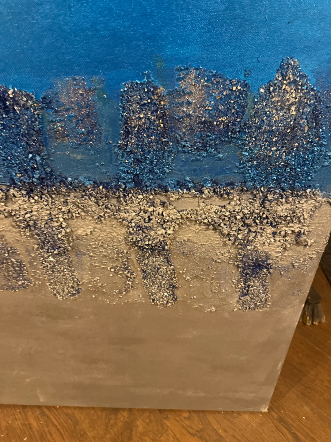 Abstract Textured Canvas Wall Art - Blue & Silver - photo 2