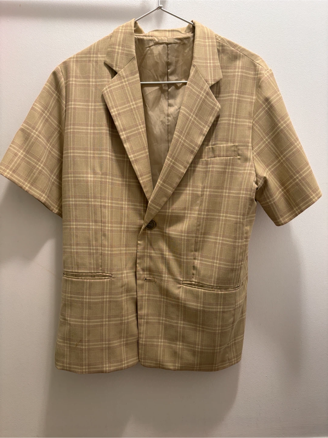Plaid Short Sleeve Blazer