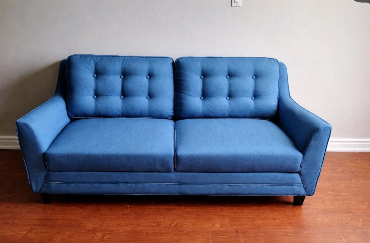 Blue Tufted Loveseat Sofa