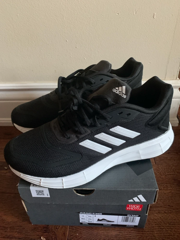 Adidas Duramo 10 Wide Running Shoes - Black/White - Size 9 - photo 2