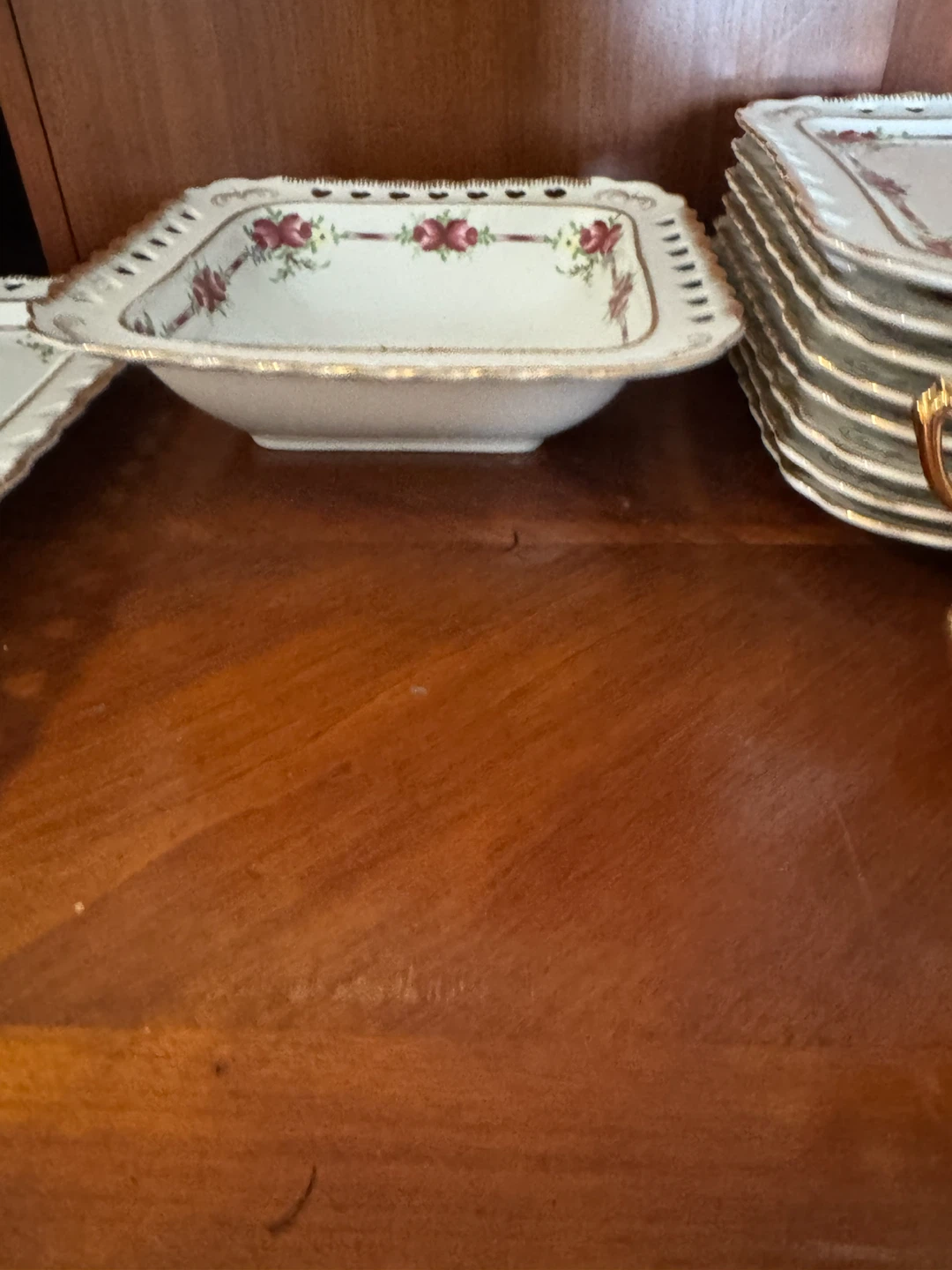 Vintage Floral Porcelain Tea Set with Cups and Saucers - photo 4