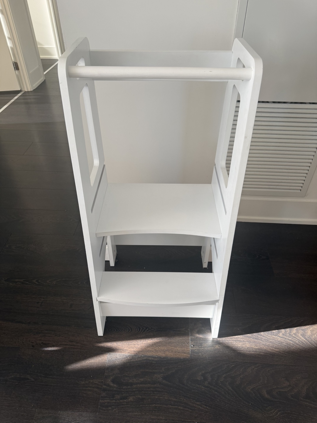 White Wooden Kitchen Step Stool for Kids