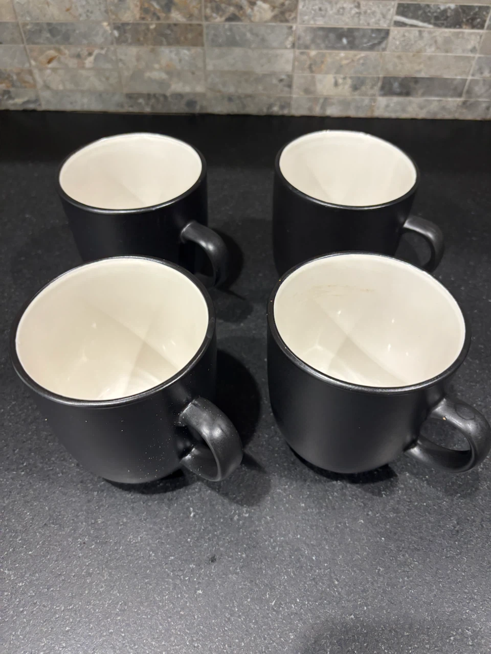 DISTINCTLY HOME Set of 4 Black Stoneware Mugs