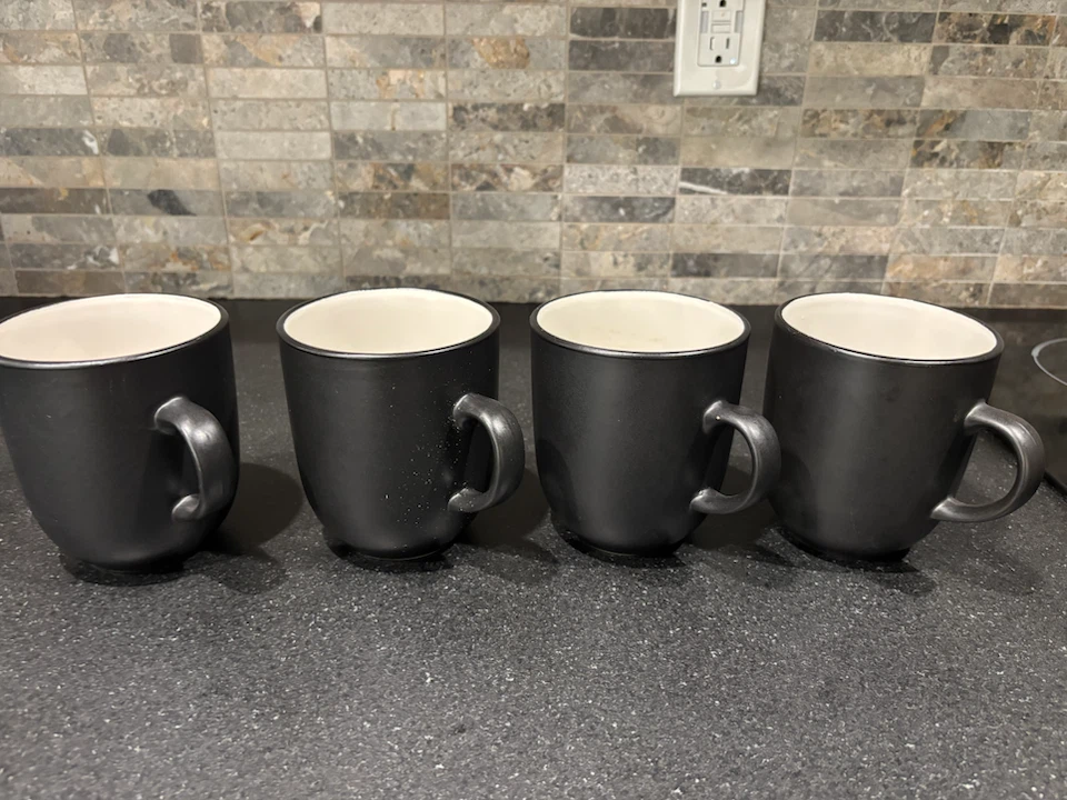 DISTINCTLY HOME Set of 4 Black Stoneware Mugs - photo 2