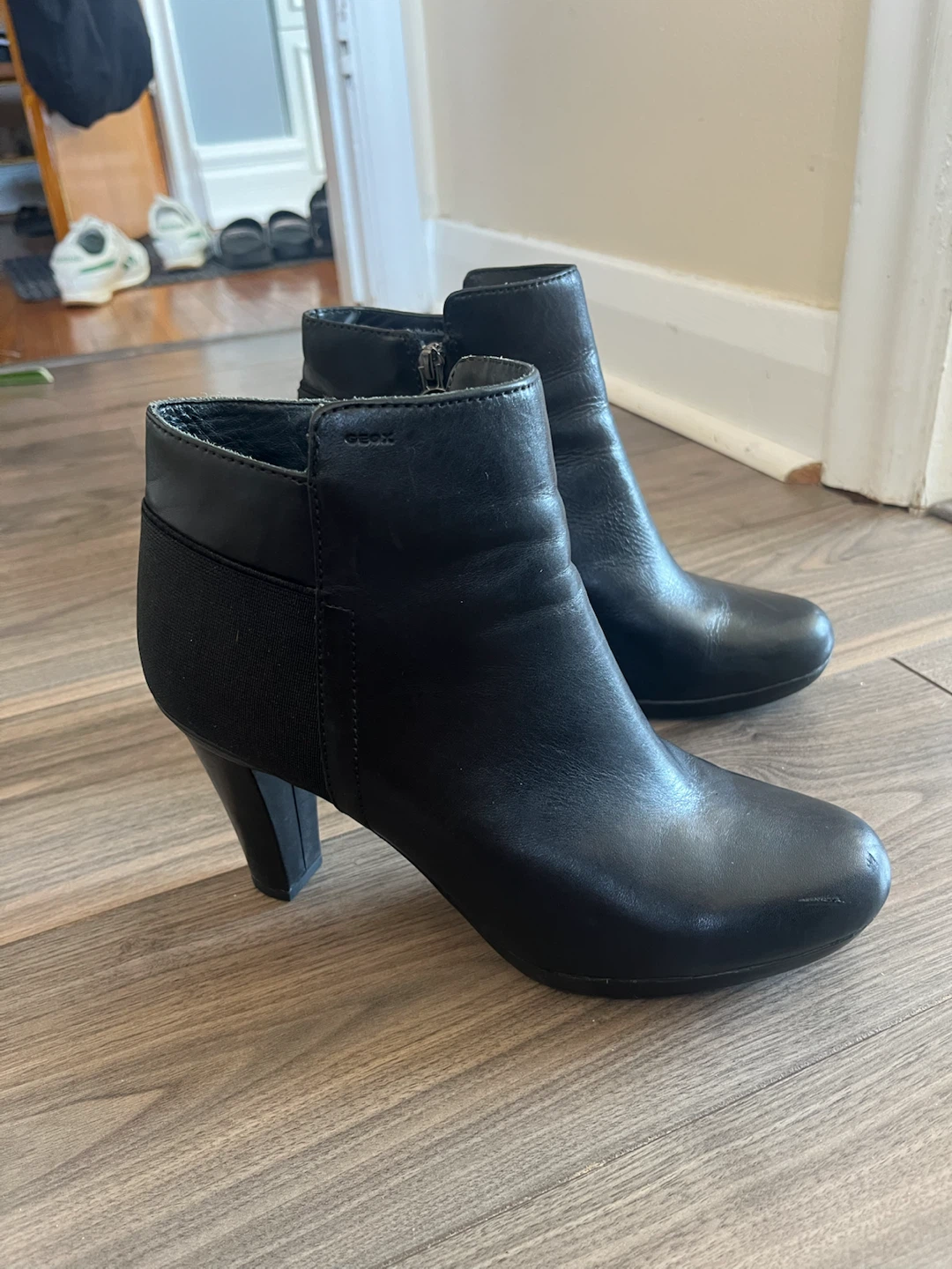 GEOX Black Leather Ankle Boots