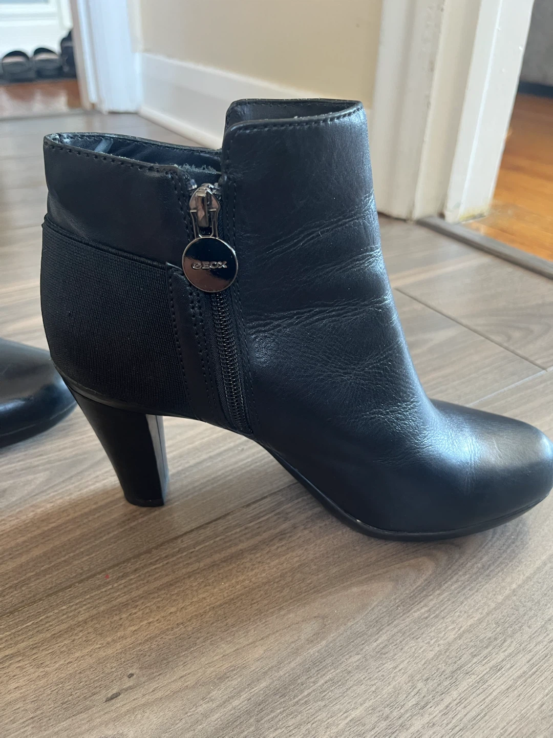 GEOX Black Leather Ankle Boots - photo 2
