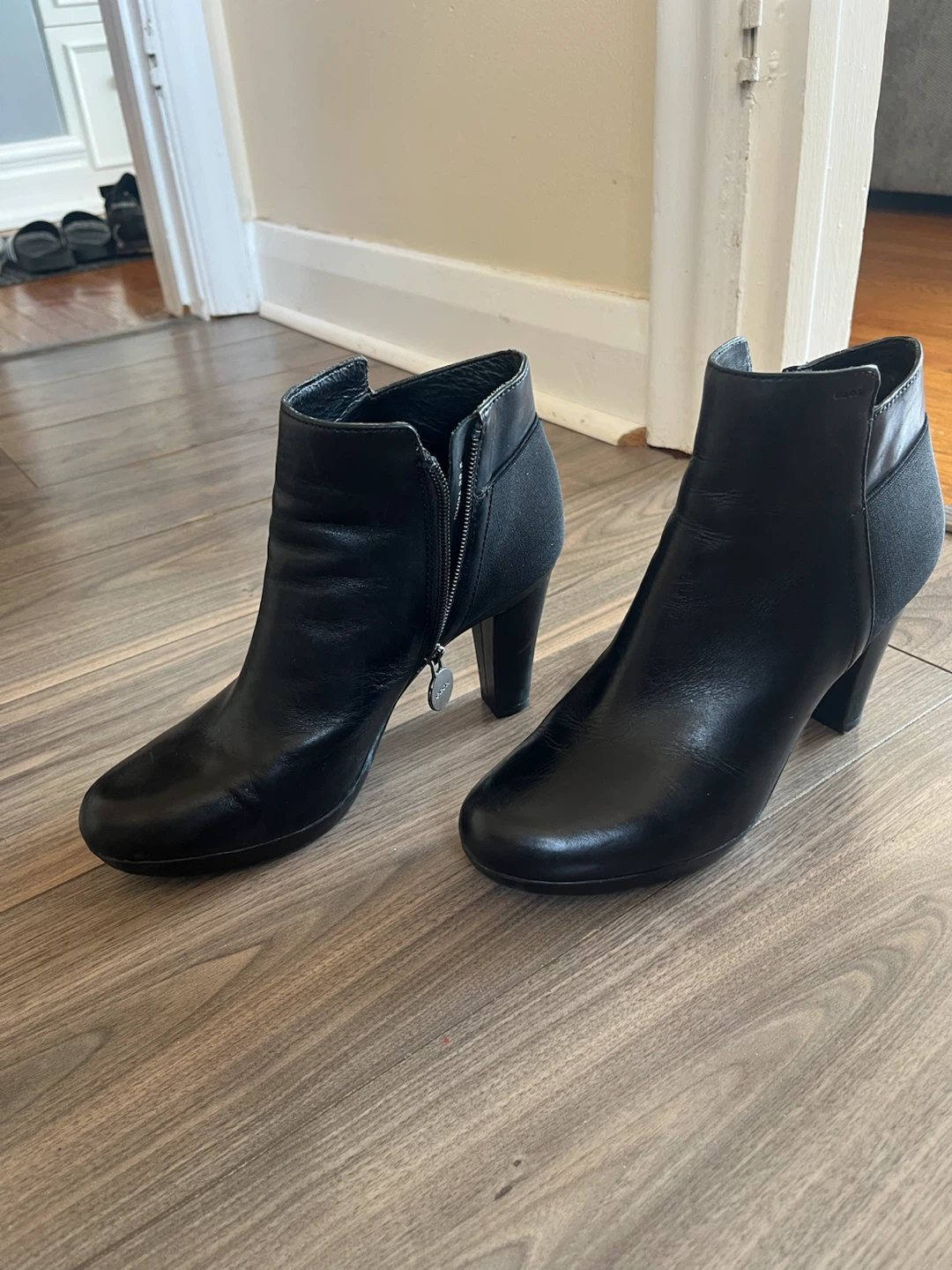 GEOX Black Leather Ankle Boots - photo 3