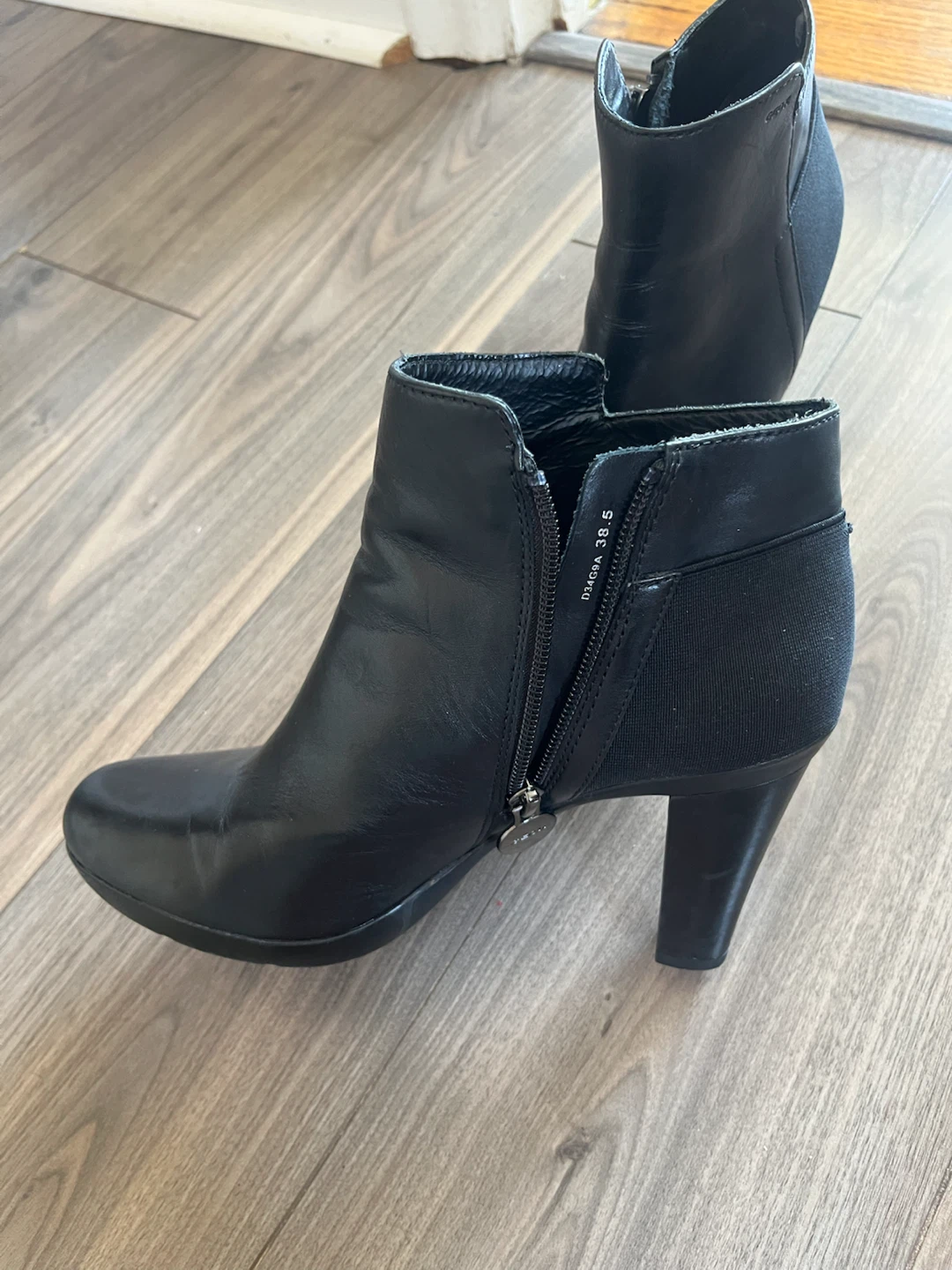 GEOX Black Leather Ankle Boots - photo 4