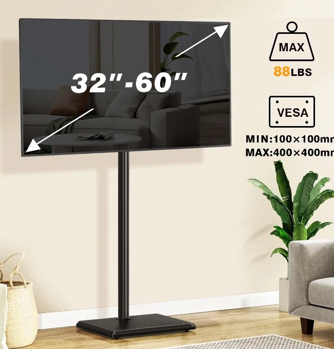 Black Height Adjustable TV Stand for 32"-60" TVs - photo 4