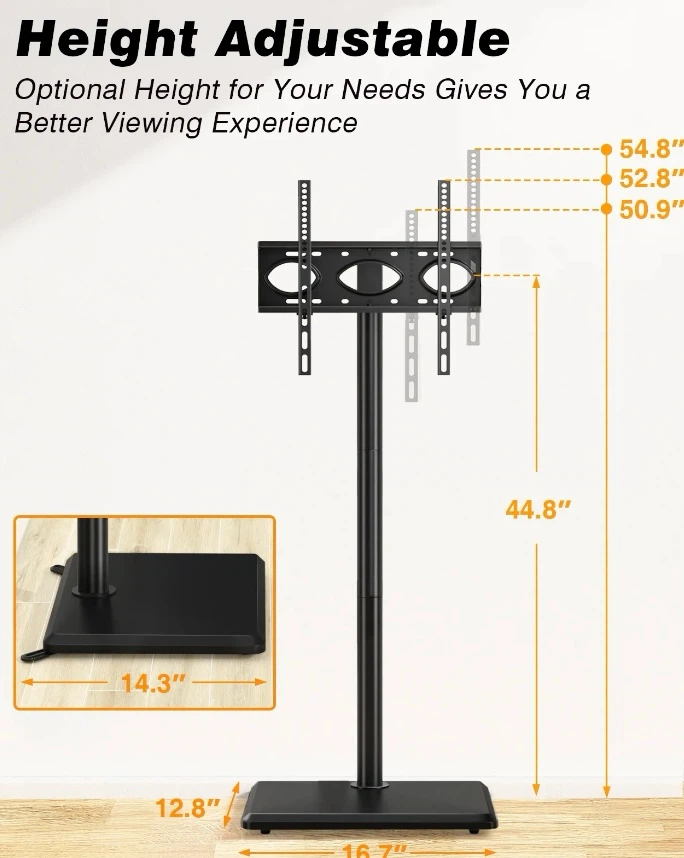 Black Height Adjustable TV Stand for 32"-60" TVs - photo 5