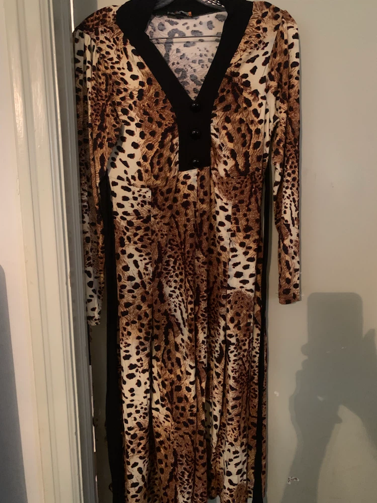 Nicole Leopard Print Long Sleeve Dress Size M