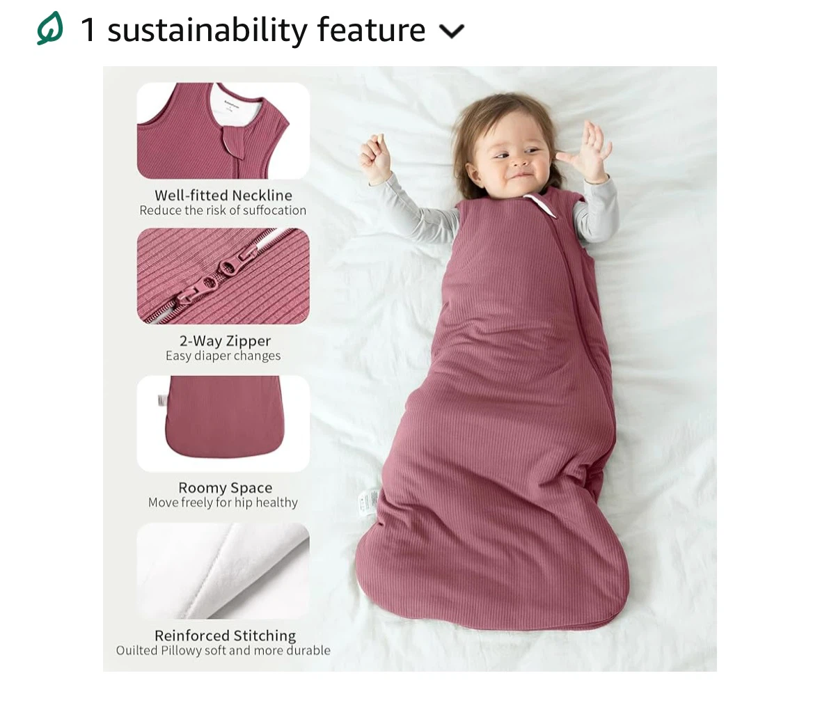 Baby Sleeping Bag - Dusty Rose small - photo 2