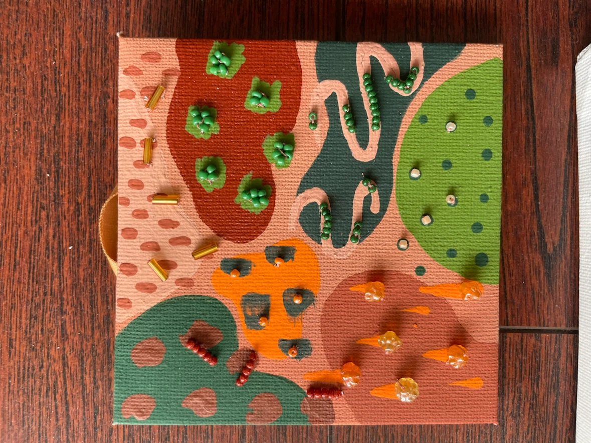 Handmade Abstract Beaded Canvas Art