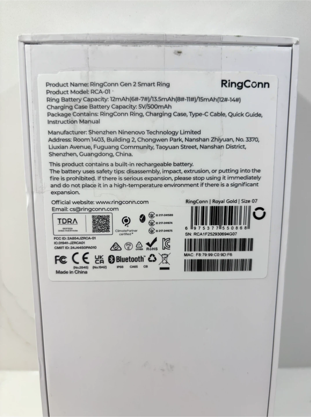 RingConn Gen 2 Smart Ring Gold Size 7 Health Sleep Tracker - photo 4