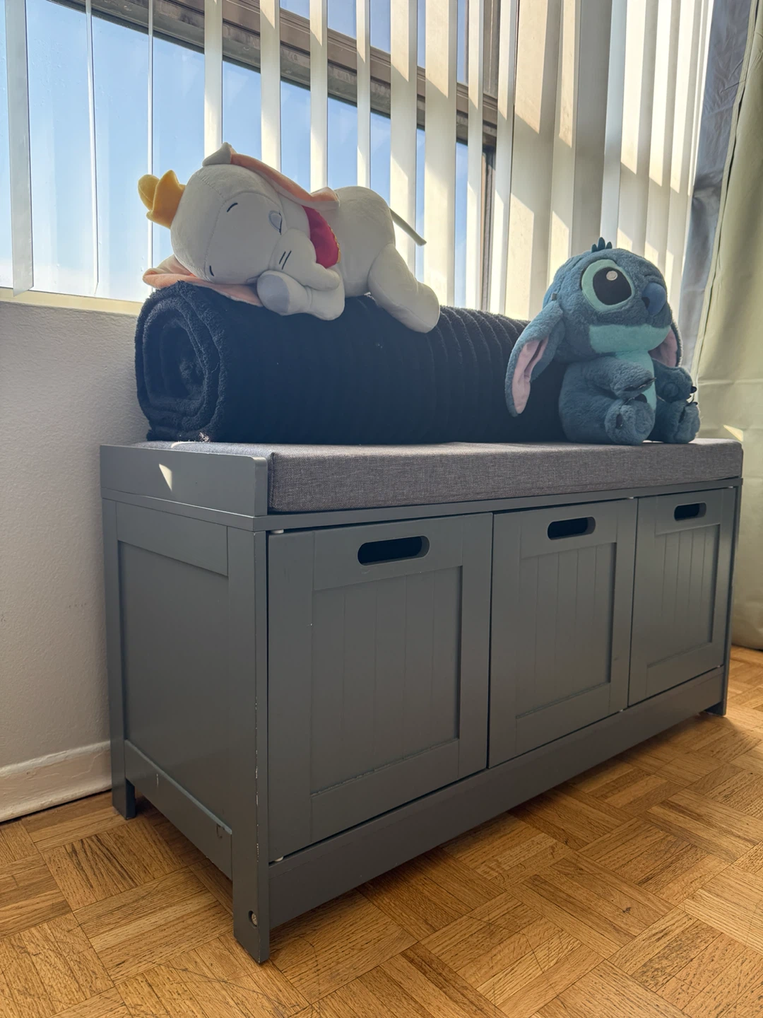 Grey Storage Bench with Cushion - photo 2