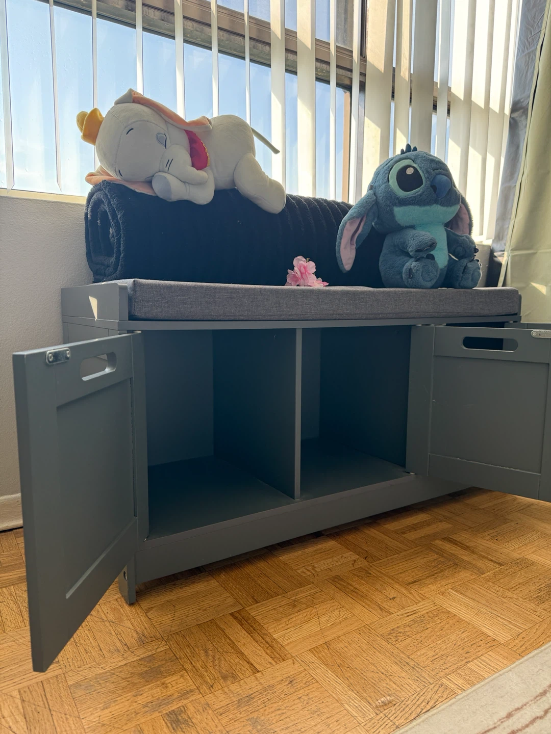 Grey Storage Bench with Cushion - photo 3