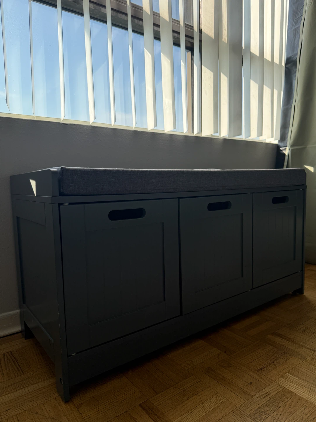 Grey Storage Bench with Cushion - photo 5