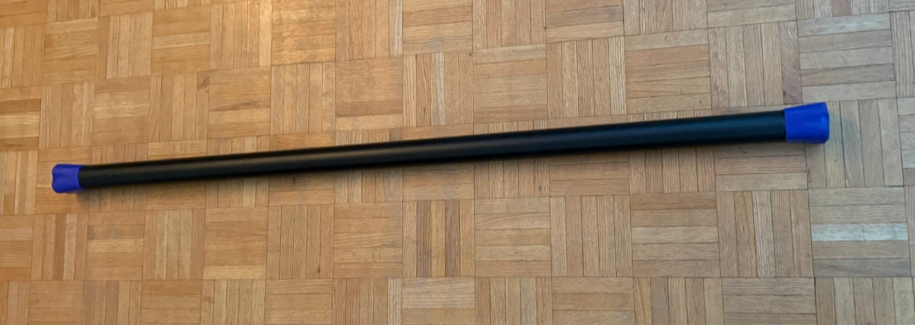 Fitness workout bar. Made of steel & rubber padding