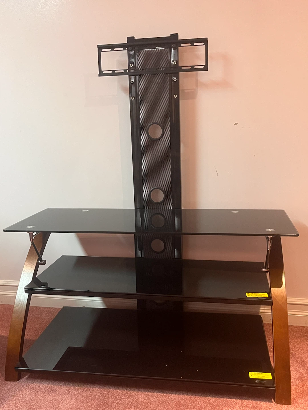 Black Glass TV Stand with Mount