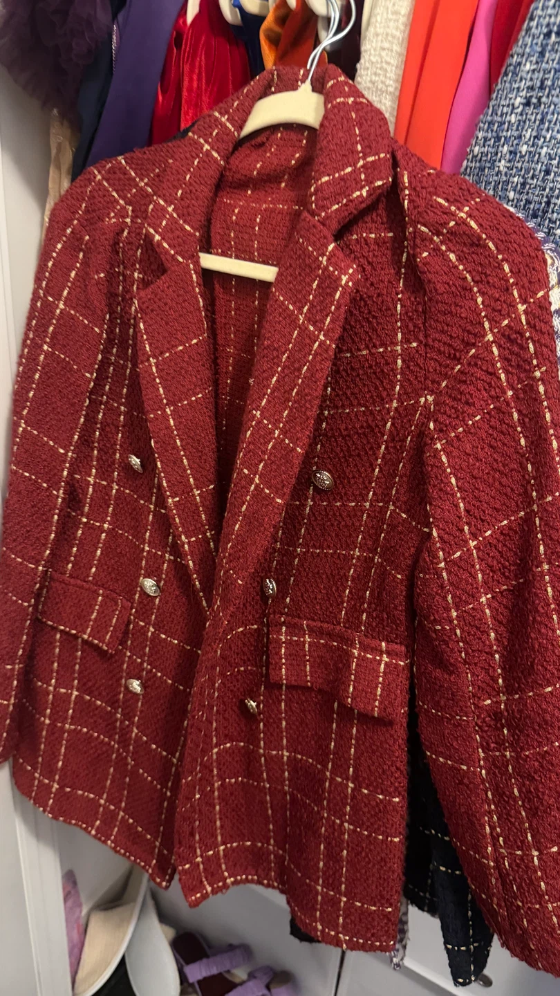 Women's Red Plaid Blazer