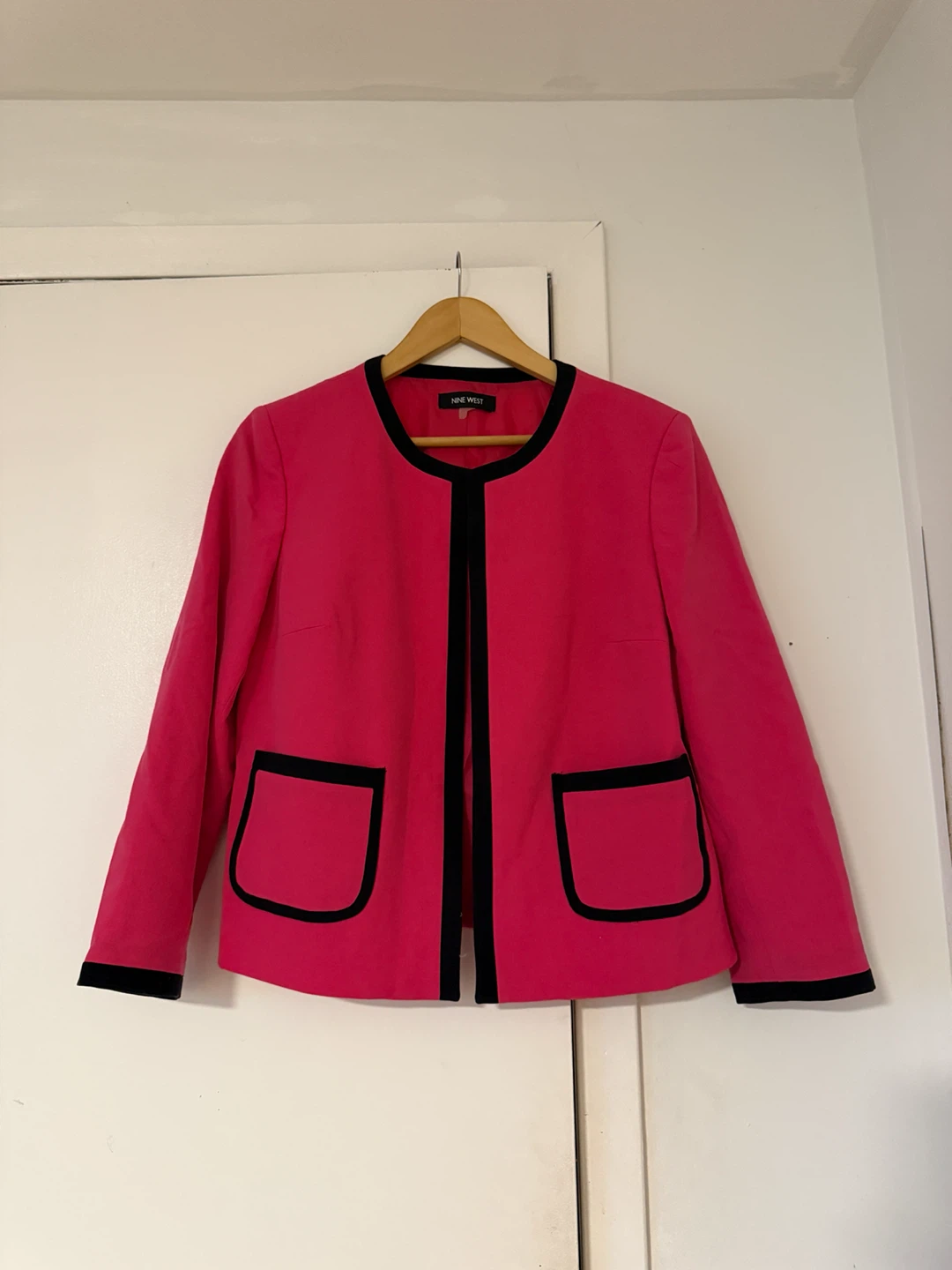Nine West Pink & Black Trim Blazer Jacket