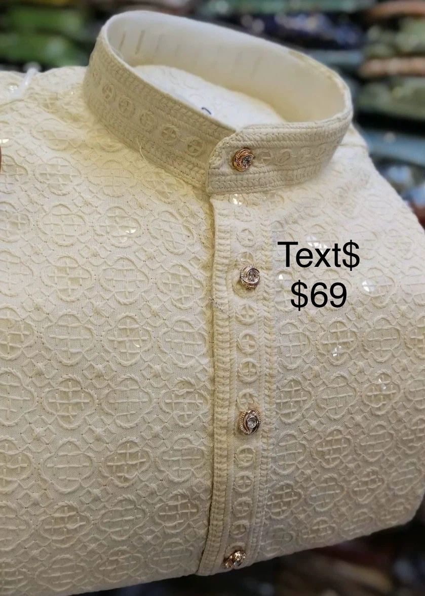 Cream Embroidered Kurta closing business sale