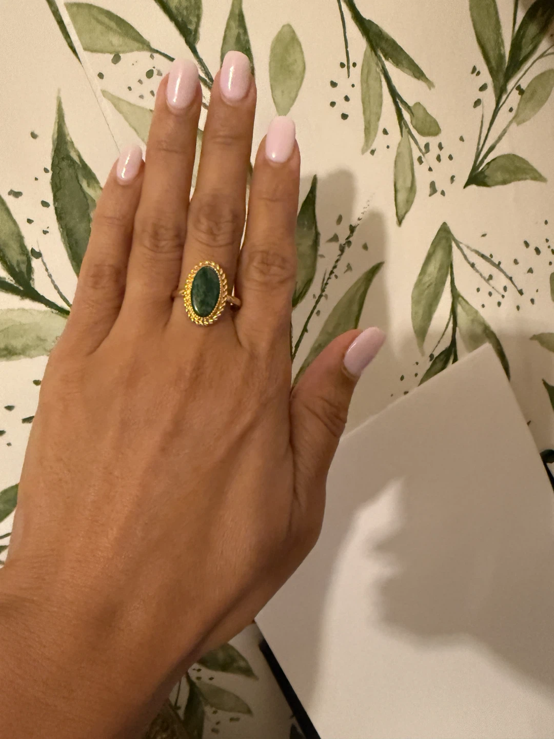 10k gold filled Oval Green Stone Ring - photo 2