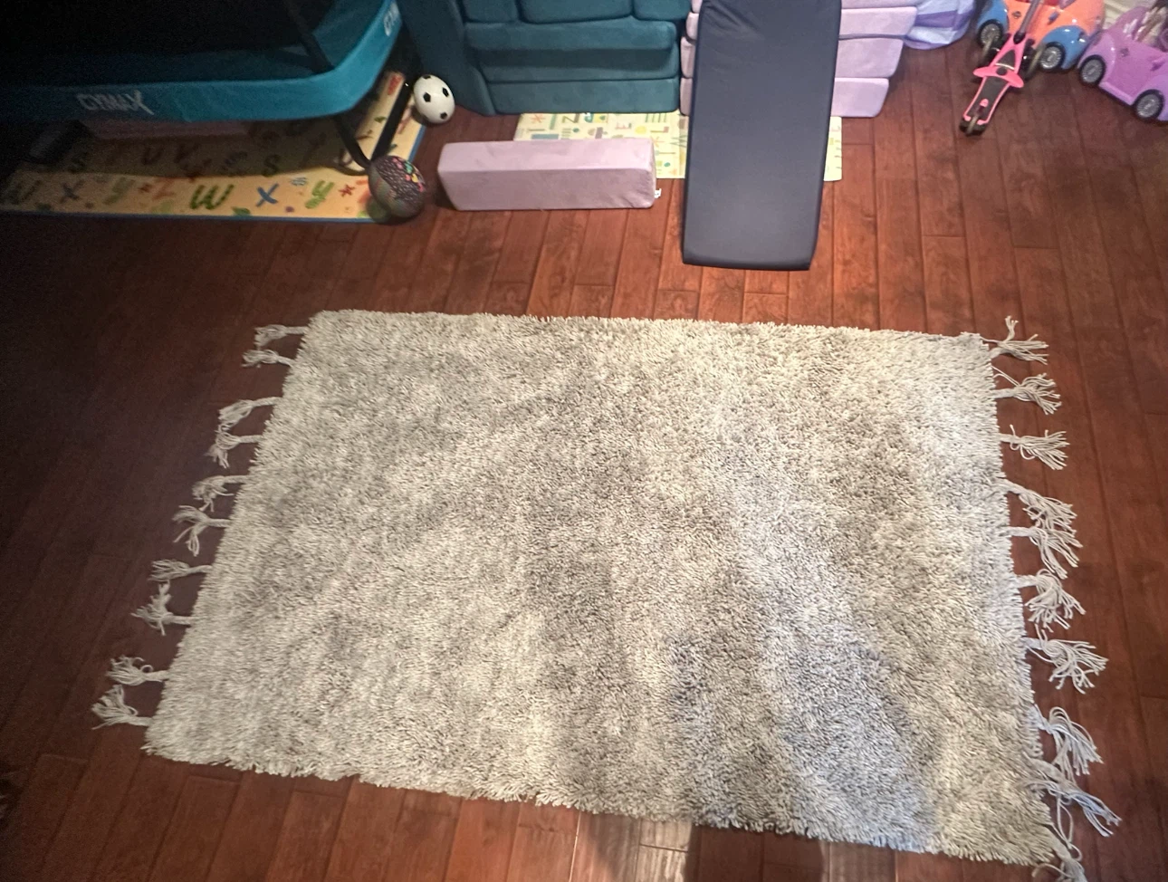 Pottery Barn Grey Shag Rug with Tassels - photo 3