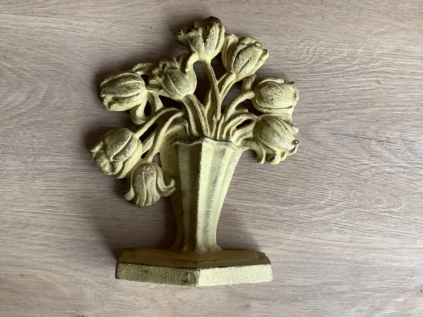Vtg Cast Iron Tulips in a Vase Door Stop 🐞 - photo 3