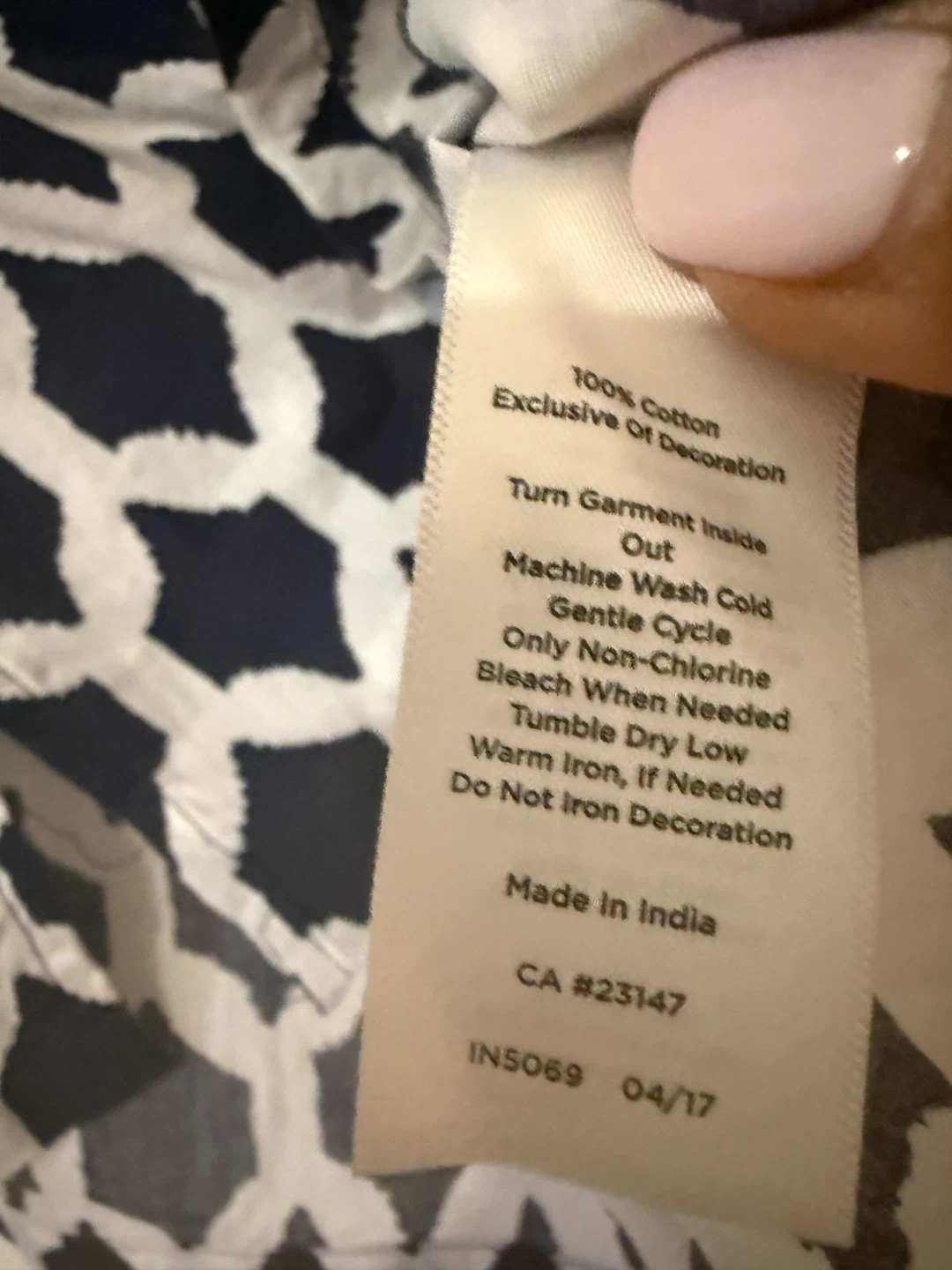 Talbots Petites Navy & White Patterned Cotton Tunic Shirt - photo 3