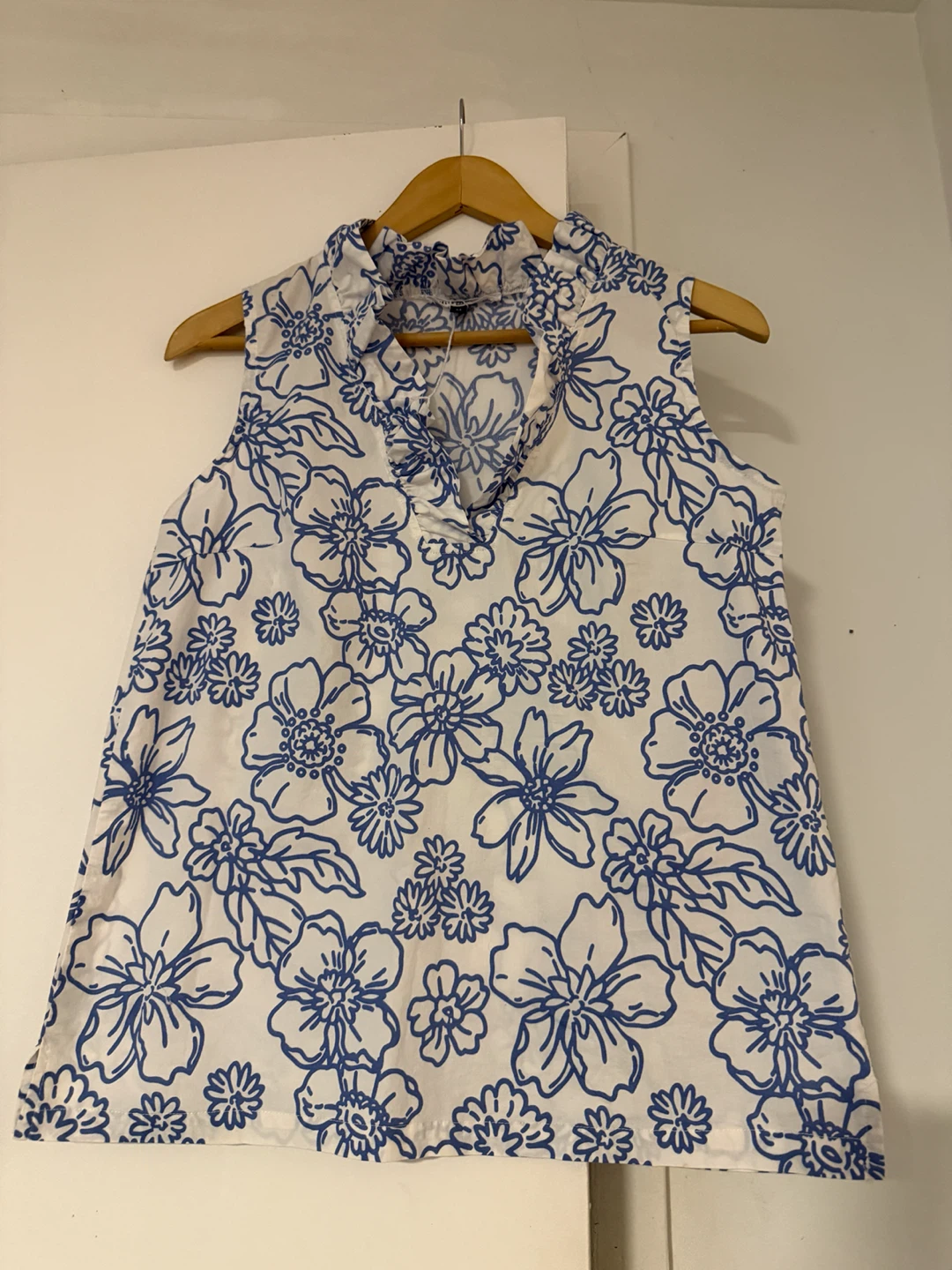 Michelle McDowell Floral Top - Blue & White - Size M