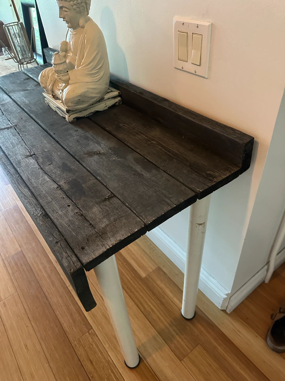 VINTAGE RECLAIMED WOOD OUTDOOR PATIO GARDEN PLANT STAND TABLE - photo 2