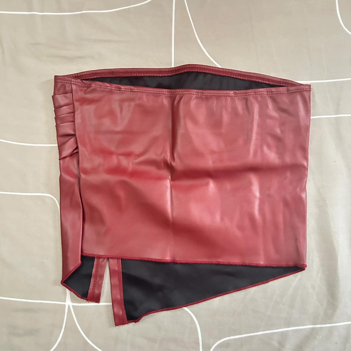 Red Leather Strapless Top - photo 2
