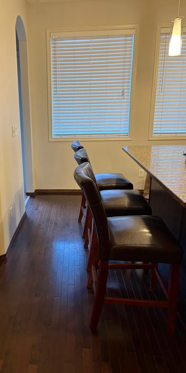 For Sale: 3 Brown Leather-Look Bar Chairs