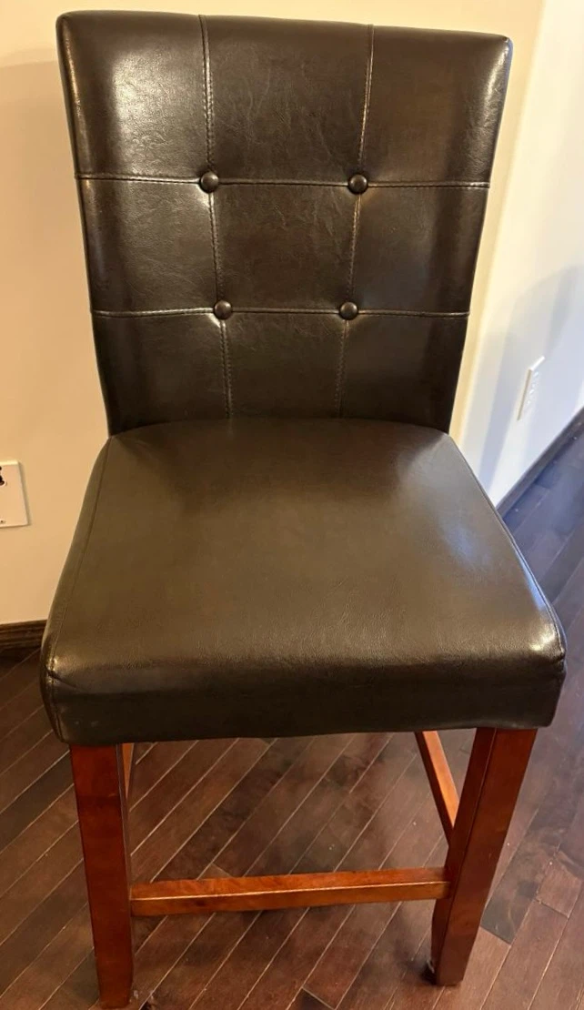 For Sale: 3 Brown Leather-Look Bar Chairs - photo 2